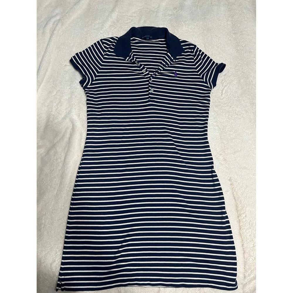 Ralph Lauren Striped Polo Shirt Dress - Navy & White, Size Large